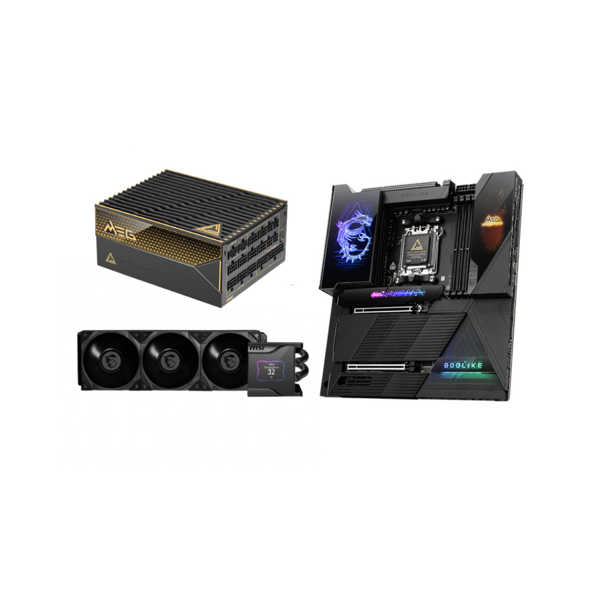 Podstawowy zestaw komponentów - Płyta główna + Zasilacze + Chłodzenie wodne