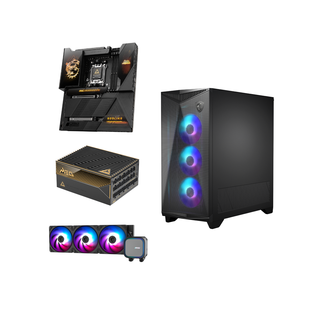 Rozszerzony zestaw komponentów - Płyta główna + Zasilacze + Chłodzenie wodne + Obudowy