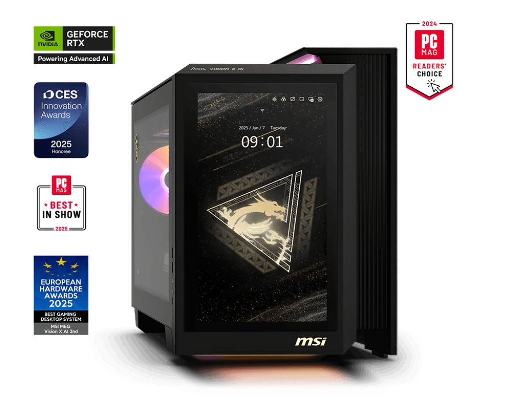 MSI MEG Vision X AI 2NVR7-418EU | RTX 5070 Ti | Intel Core Ultra 7 270K | RAM 64 GB | SSD 1 TB | Win 11 Home | Komputery Gamingowe MSI