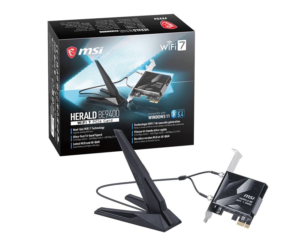 HERALD BE9400 WiFi 7 PCIe | Karty Sieciowe