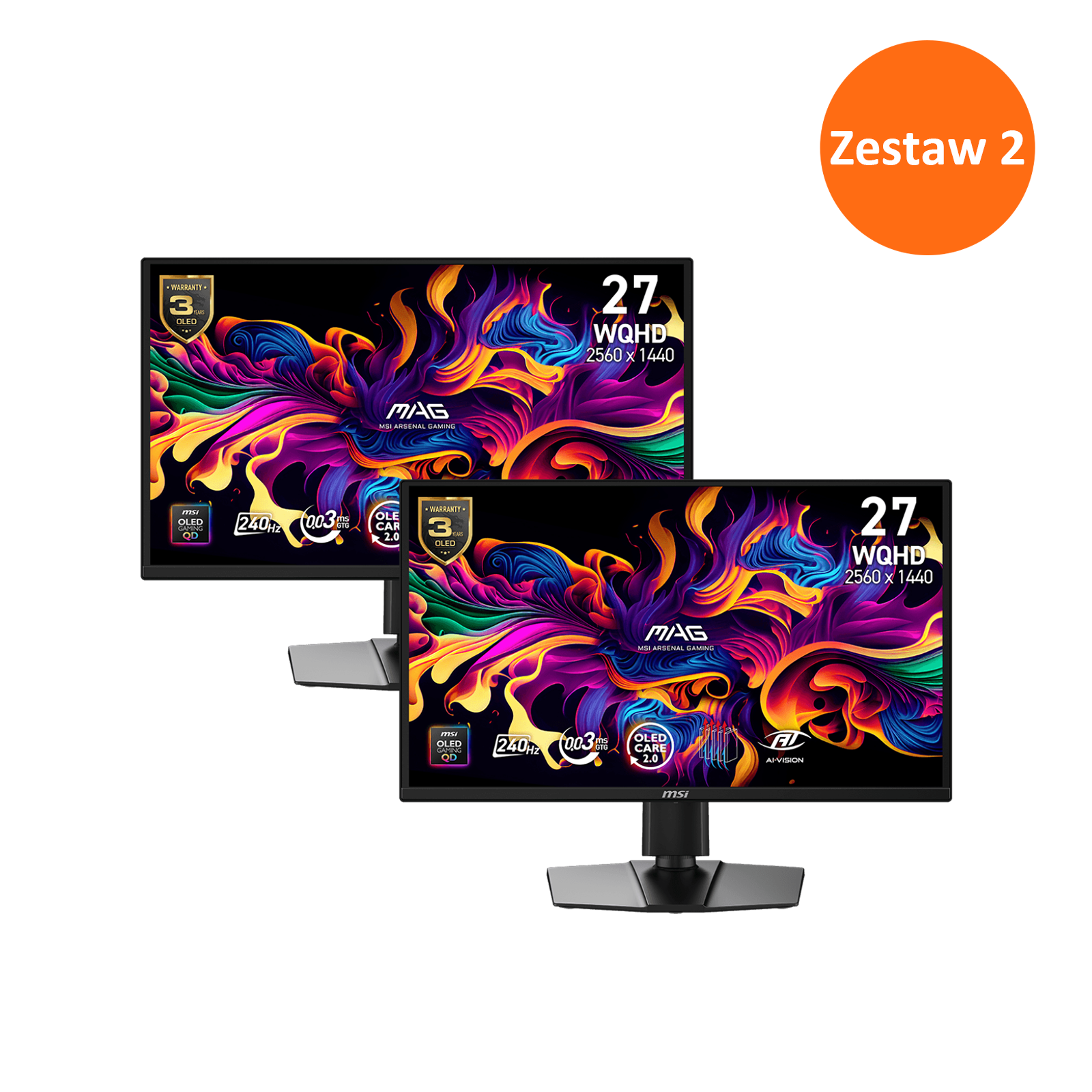 Zestaw 2 - MAG 272QP QD-OLED X24 | MSI Monitory Gamingowe