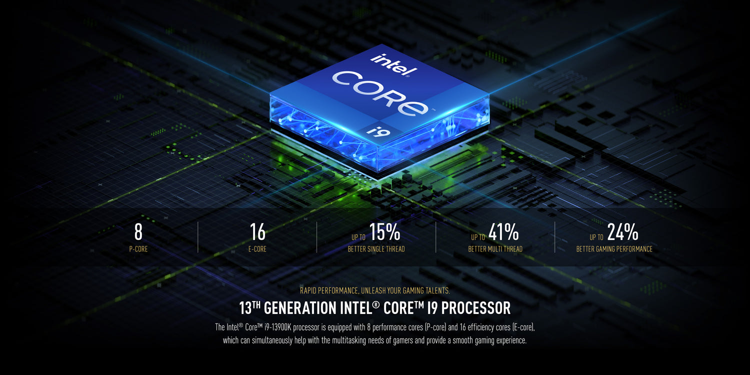 Rapid performance, unleash your gaming talents. 13th Generation Intel® Core™ i9 Processor