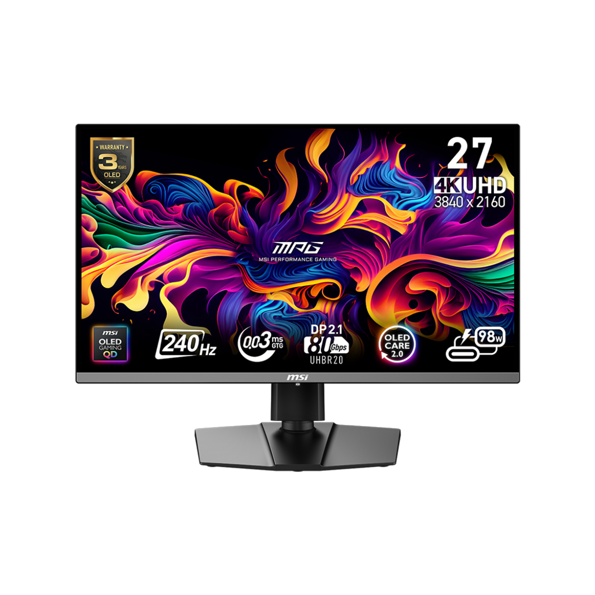 MSI MPG 272URX QD-OLED | 26,5 cala | 4K | 240 Hz | QD-OLED | MSI Monitory Gamingowe